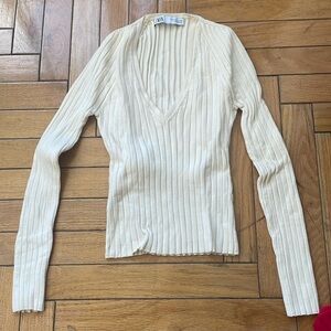 Zara cream knit top